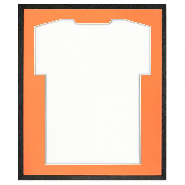 Trikotrahmen Economy Schwarz mit Passepartout 52,5x62,5 cm | Schwarz-Orange | kunstglas (1,5 mm)