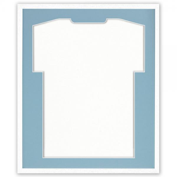 Trikotrahmen Economy Weiß mit Passepartout 52,5x62,5 cm | Weiß-Blau | Kunstglas (1 mm)