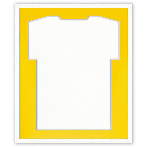 Trikotrahmen Economy Weiß mit Passepartout 52,5x62,5 cm | Weiß-Gelb | Kunstglas (1 mm)