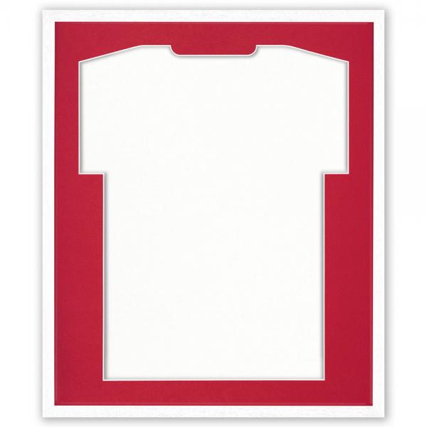 Trikotrahmen Economy Weiß mit Passepartout 52,5x62,5 cm | Weiß-Rot | kunstglas (1,5 mm)