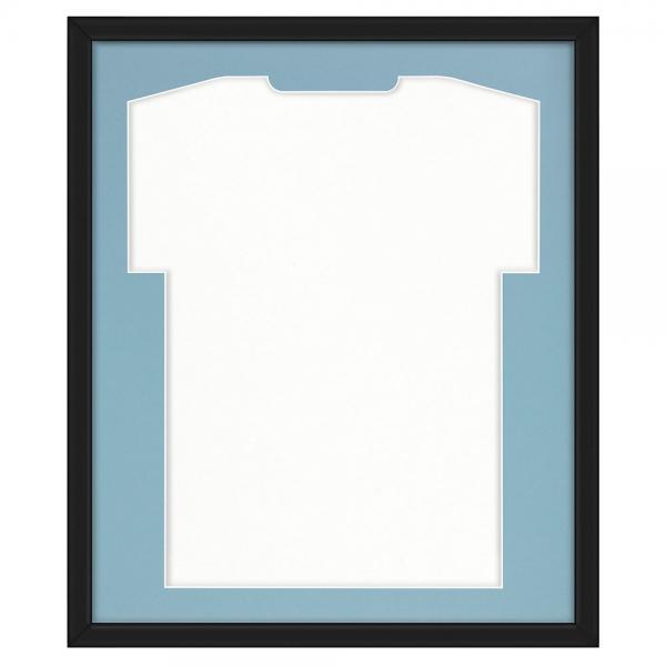 Trikotrahmen Comfort Schwarz mit Passepartout 53,4x63,4 cm | Schwarz-Blau | Kunstglas (1 mm)