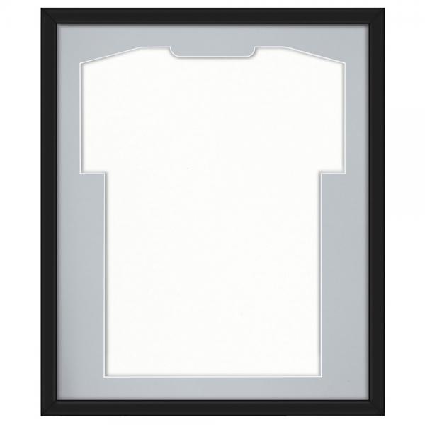 Trikotrahmen Comfort Schwarz mit Passepartout 53,4x63,4 cm | Schwarz-Grau | Kunstglas (1 mm)
