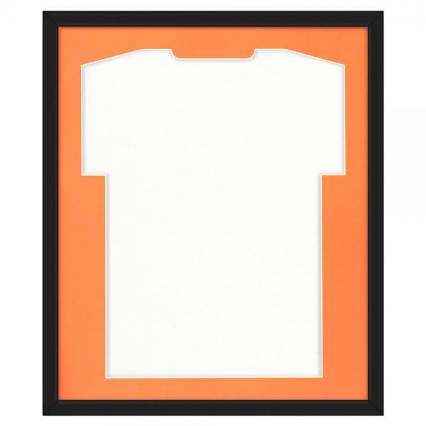 Trikotrahmen Comfort Schwarz mit Passepartout 53,4x63,4 cm | Schwarz-Orange | Kunstglas (1 mm)