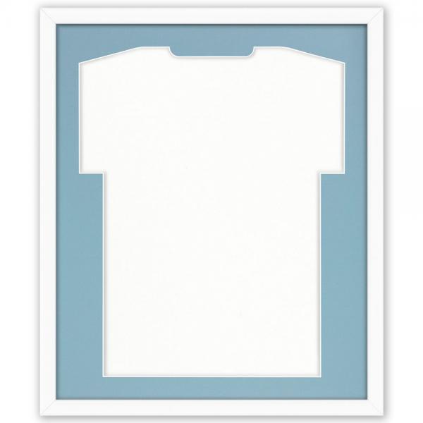 Trikotrahmen Comfort Weiß mit Passepartout 53,4x63,4 cm | Weiß-Blau | kunstglas (1,5 mm)
