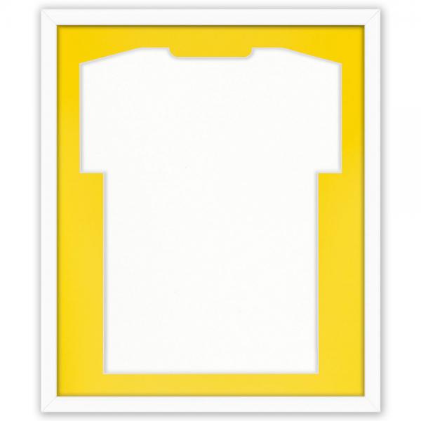 Trikotrahmen Comfort Weiß mit Passepartout 53,4x63,4 cm | Weiß-Gelb | Kunstglas (1 mm)