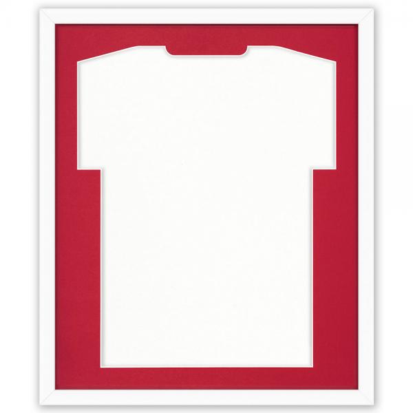 Trikotrahmen Comfort Weiß mit Passepartout 53,4x63,4 cm | Weiß-Rot | Kunstglas (1 mm)