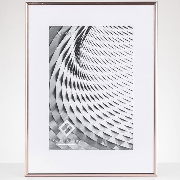 Alu Bilderrahmen Amelia 50x70 cm | Rosegold | kunstglas (1,5 mm)