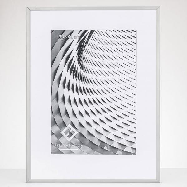 Alu Bilderrahmen Amelia 60x80 cm | Silber matt | Kunstglas (1 mm)