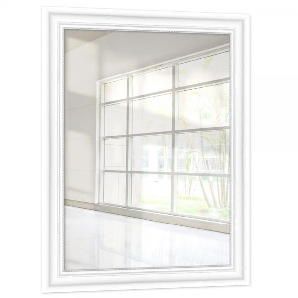 Holz Wandspiegel Engsle 10x10 cm | Weiß deckend | Spiegel (2 mm)