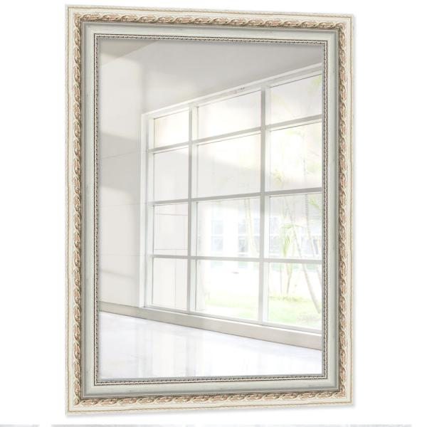 Holz Wandspiegel Deloga 84,1x118,9 cm (A0) | Weiß mit Silber | Spiegel (2 mm)