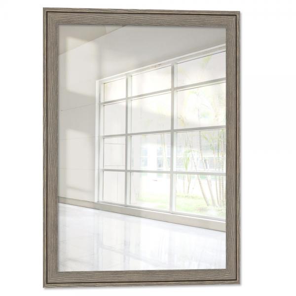 Holz Wandspiegel Salamat 28x35 cm | Grau, gemasert | Spiegel (2 mm)