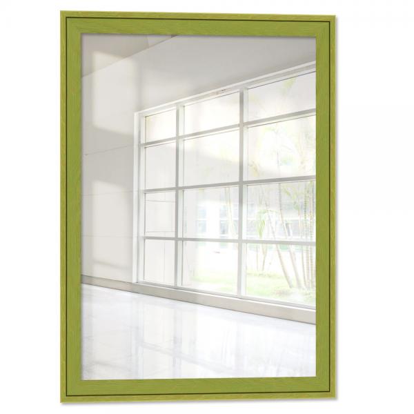 Holz Wandspiegel Salamat 10x10 cm | Grün, gemasert | Spiegel (2 mm)