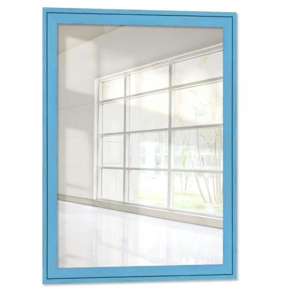 Holz Wandspiegel Salamat 10x10 cm | Hellblau, gemasert | Spiegel (2 mm)