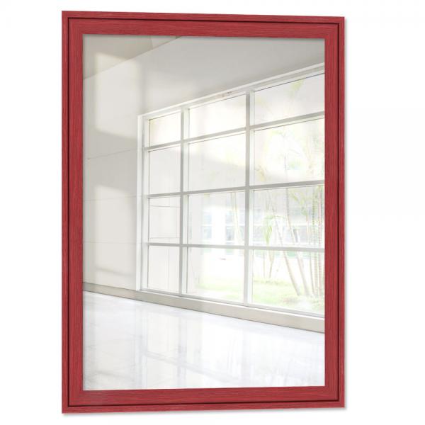 Holz Wandspiegel Salamat 10x10 cm | Rot, gemasert | Spiegel (2 mm)
