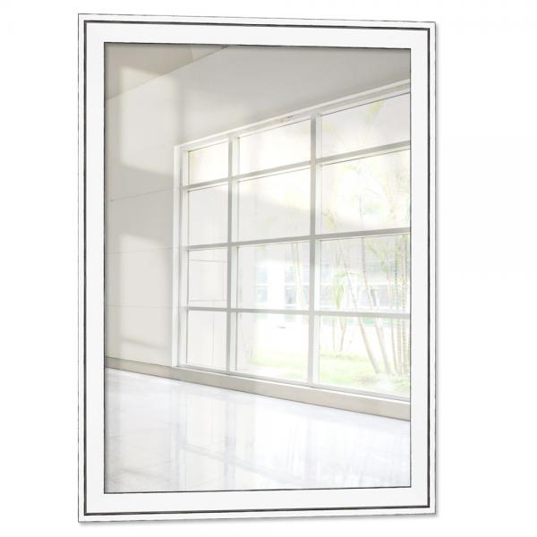 Holz Wandspiegel Salamat 10x10 cm | Weiß, dunkel abgesetzte Kanten | Spiegel