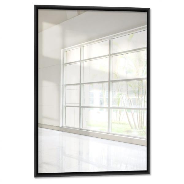 Alu Wandspiegel Oboso 59,4x84,1 cm (A1) | Schwarz matt | Spiegel (2 mm)