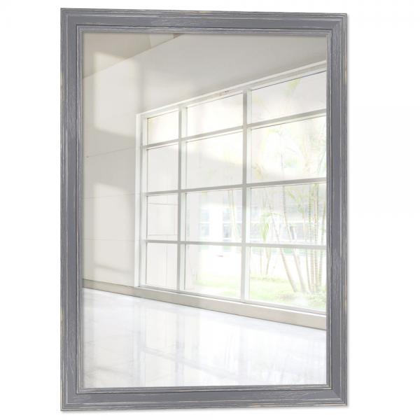 Holz Wandspiegel Duduma 10x10 cm | Grau, gemasert | Spiegel (2 mm)