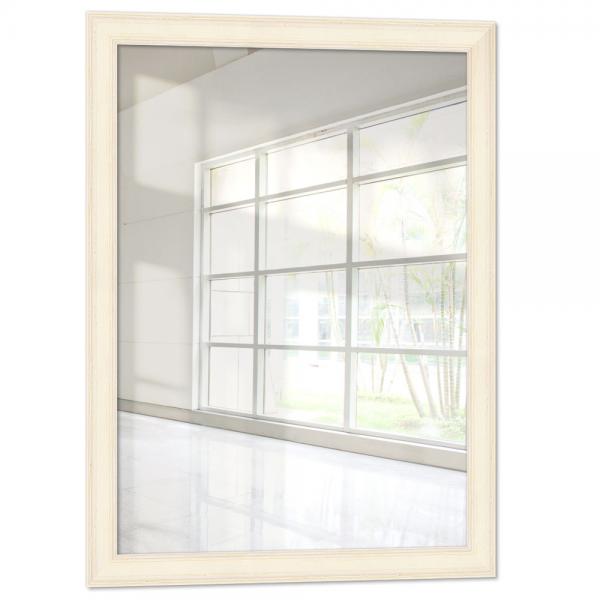 Holz Wandspiegel Duduma 50x50 cm | Weiß, gemasert | Spiegel (2 mm)