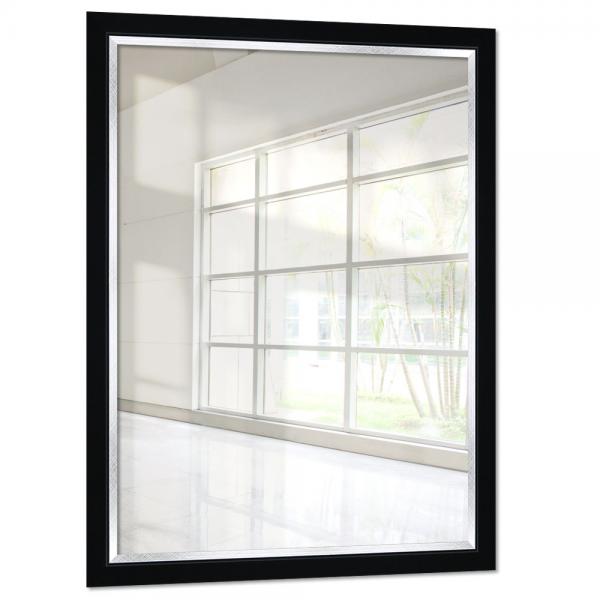 Holz Wandspiegel Senkele 50x75 cm | Schwarz | Spiegel (2 mm)