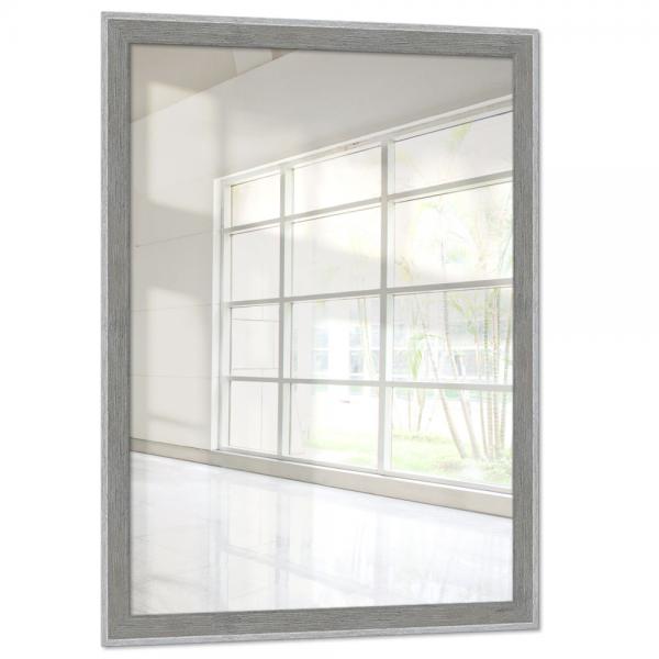 Holz Wandspiegel Mencuna 10x10 cm | Grau | Spiegel (2 mm)
