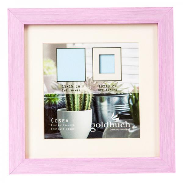 Kunststoff Bilderrahmen Cosea mit Passepartout 15x15 cm (10x10 cm) | pink | Normalglas