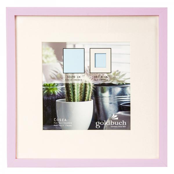 Kunststoff Bilderrahmen Cosea mit Passepartout 30x30 cm (18x18 cm) | pink | Normalglas