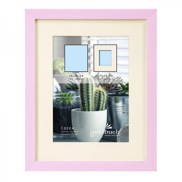 Kunststoff Bilderrahmen Cosea mit Passepartout 18x24 cm (13x18 cm) | pink | Normalglas