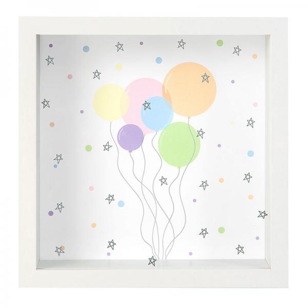 Bilderrahmen Spardose (personalisierbar mit eigenem Bild) 18x18 cm | Balloons | Kunstglas