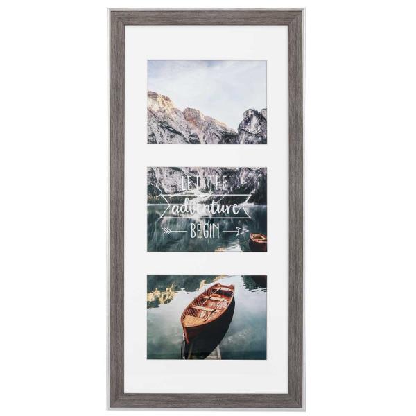 Kunststoff Bilderrahmen-Galerie Sierra 25x55 cm (3 Bilder) | Grau | Antireflexglas