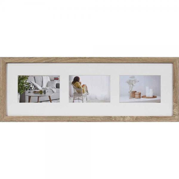 Holz Bilderrahmen Modern für mehrere Bilder 3x10x15 cm | mittelbraun | Normalglas