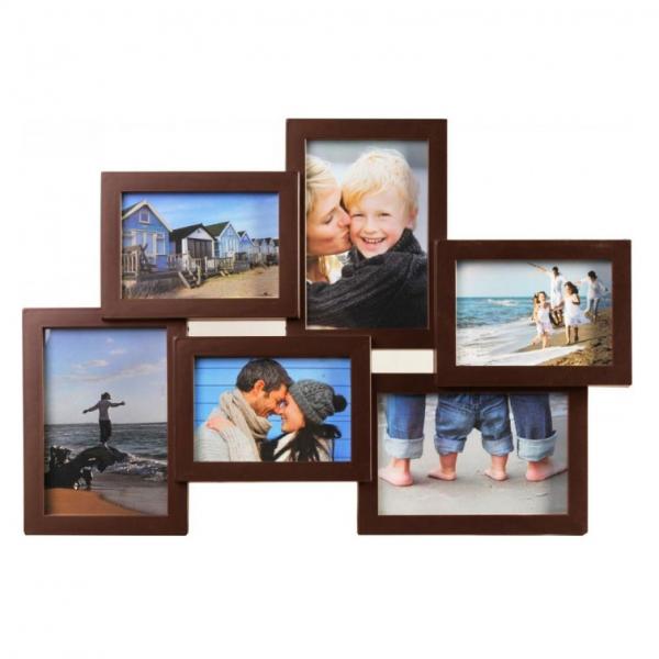 Bilderrahmen Collage Holiday für 6 Bilder 13x9 cm, 15x10 cm | Braun | Normalglas