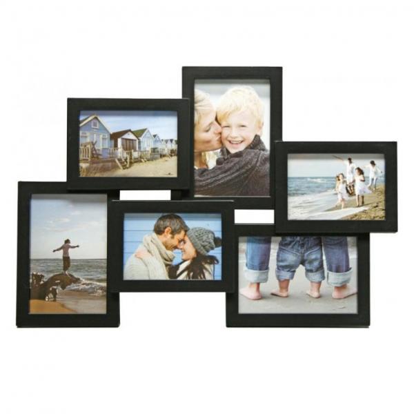 Bilderrahmen Collage Holiday für 6 Bilder 13x9 cm, 15x10 cm | Schwarz | Normalglas