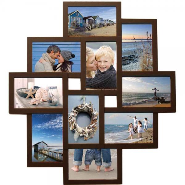 Bilderrahmen Holiday für 10 Bilder 15x10 cm, 10x15 cm | Braun | Normalglas