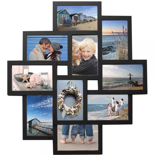 Bilderrahmen Holiday für 10 Bilder 15x10 cm, 10x15 cm | Schwarz | Normalglas