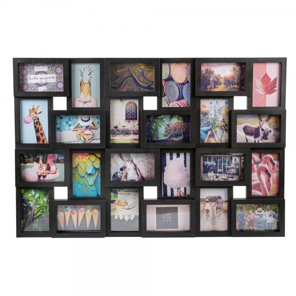 Bilderrahmen Collage Magnolia für 24 Bilder 10x15 cm 24x10x15 cm | schwarz | Kunstglas