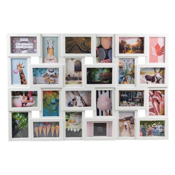 Bilderrahmen Collage Magnolia für 24 Bilder 10x15 cm 24x10x15 cm | weiß | Kunstglas