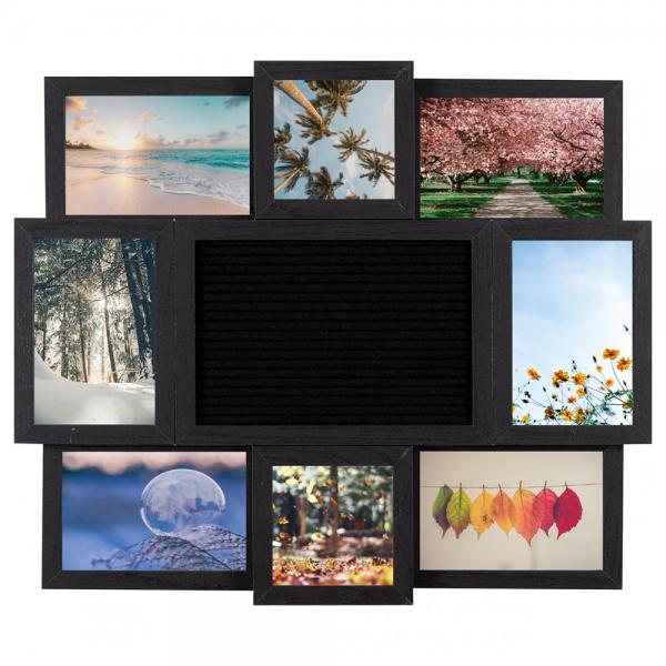 Bilderrahmen Buchstabentafel für 8 Bilder 57x47 cm (8 Bilder) | Schwarz