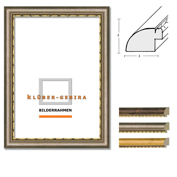 Holz Bilderrahmen Coslada 59,4x84,1 (A1) | Altgold, antik, Zierkante | Kunstglas