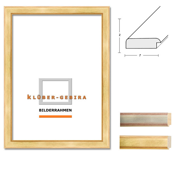 Holz Bilderrahmen Ceuta 90x120 | Gold, Braunrote Ränder | Kunstglas