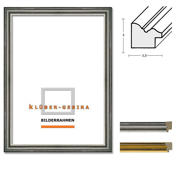 Holz Bilderrahmen Elda 50x60 | Gold, schwarz durchgerieben | Normalglas