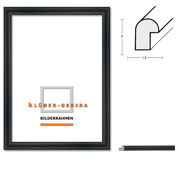 Holz Bilderrahmen Valladolid 42x59,4 (A2) | Rundstab schwarz | Normalglas