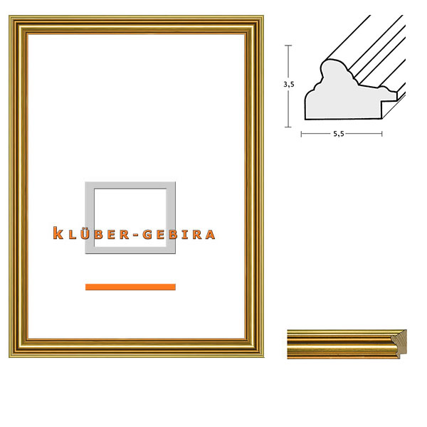 Holz Bilderrahmen Zamora 84,1x118,9 (A0) | Altgold, Rotgold | Kunstglas