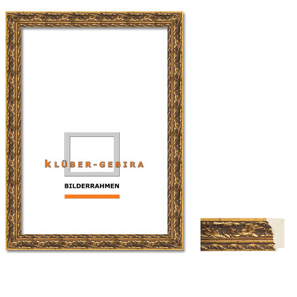 Barock Bilderrahmen Escorca nach Maß Altgold,mit braunrotenTupfen | Normalglas