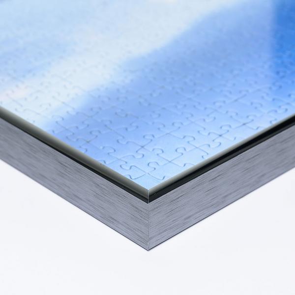 Alu Puzzlerahmen für 100 bis 500 Teile 30x40 cm | antiksilber hochglanz | 1,5 mm Kunstglas