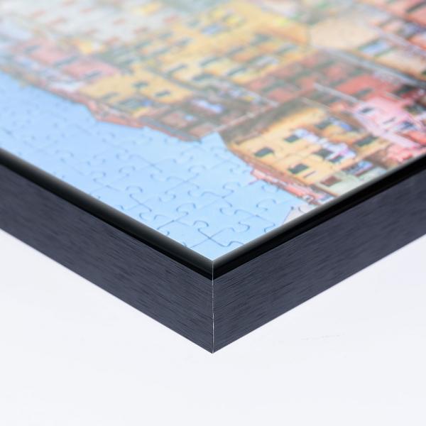 Alu Puzzlerahmen für 100 bis 500 Teile 30x40 cm | schwarz hochglanz | 1,5 mm Kunstglas
