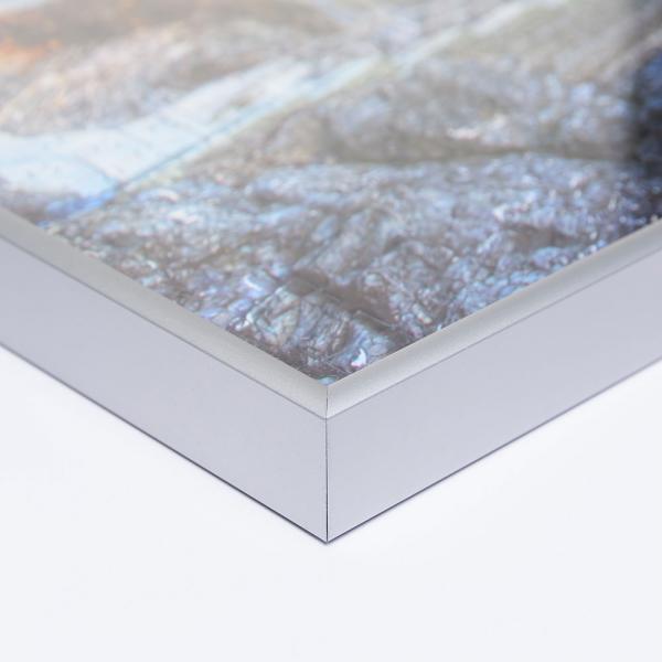 Alu Puzzlerahmen für 100 bis 500 Teile 50x50 cm | silber matt | Kunstglas UV99 entspiegelt (2 mm)