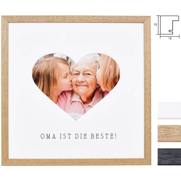 Bilderrahmen mit Herz-Passepartout & Text "Oma ist die Beste!" 