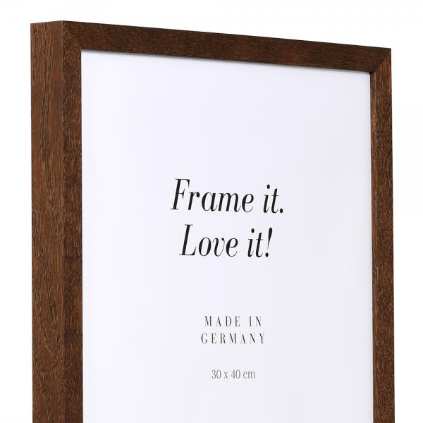 Holz Bilderrahmen Vienne 100x100 cm | Nussbaum | Kunstglas UV99 entspiegelt (2 mm)