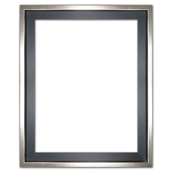 Schattenfugenrahmen Eclipse, Schwarz 80x120 cm | Schwarz mit Silberkante | Leerrahmen (ohne Glas und Rückwand)