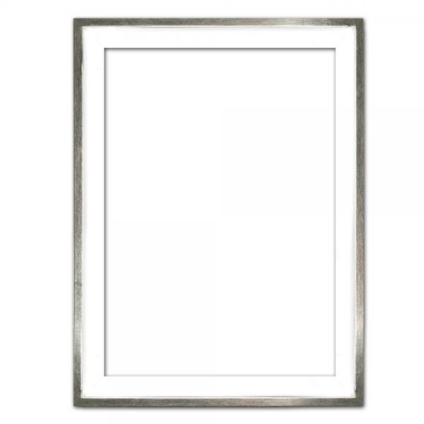 Schattenfugenrahmen Eclipse, Weiß 70x100 cm | Weiß mit Silberkante | Leerrahmen (ohne Glas und Rückwand)